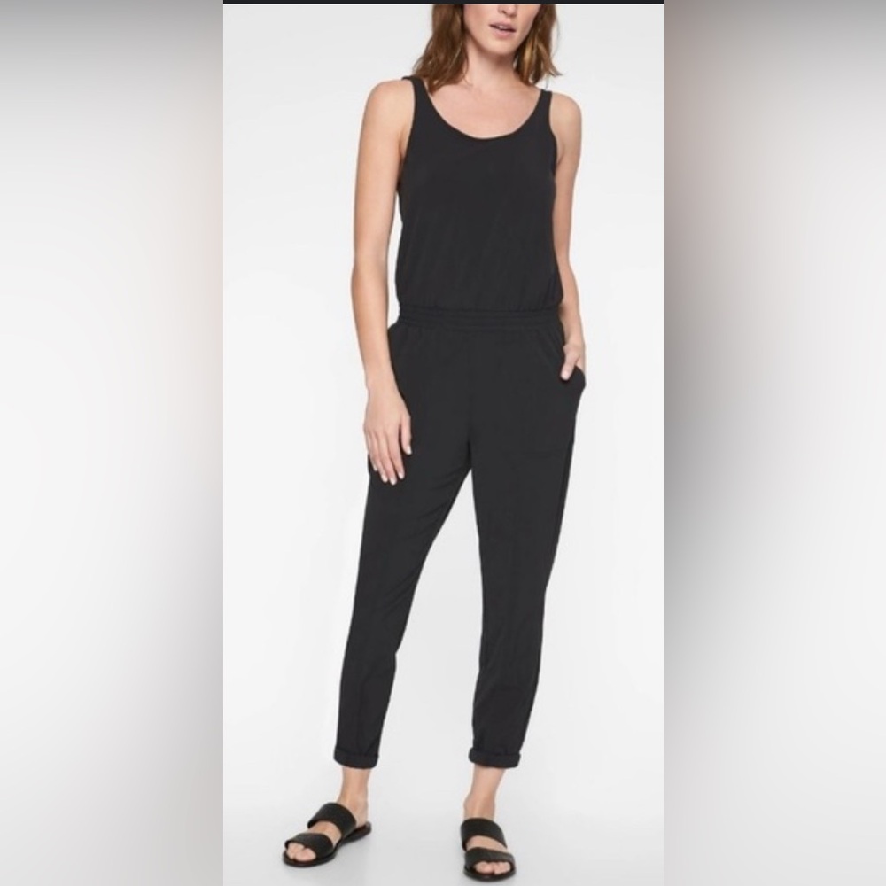 Athleta Roaming Romper Jumpsuit Black Sz 14!